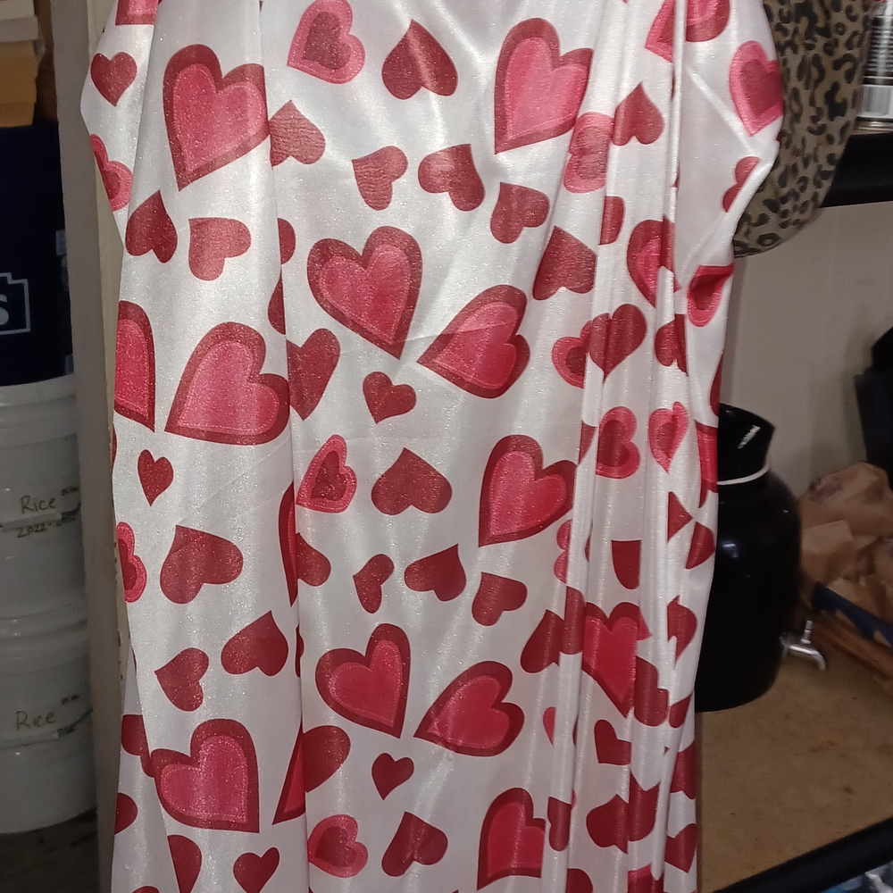 SHEIN White Slip Dress with Red Heart Print